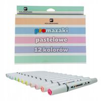 Promazaki pastelowe. Zestaw 12 sztuk markerów z dwoma końcówkami.