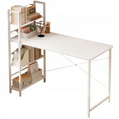 BIURKO KOMPUTEROWE STOLIK LOFT BIAŁE MŁODZIEŻOWE Z REGAŁEM PÓŁKAMI 120 CM