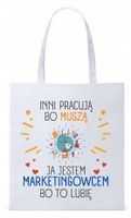 Torba Biała Eco Shopper Dla Marketingowca Prezent Z Nadrukiem Ze Zdjęciem