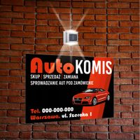 nadruk UV TABLICZKA reklamowa z lampką SZYLD 40x30 dibond AUTOKOMIS SKUP