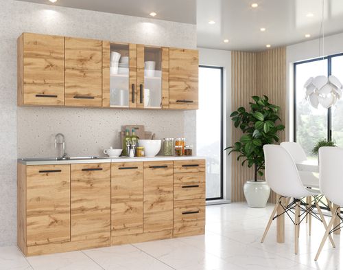 Kuchnia Pojemna Nowoczesna Z Blatem 2.0m Rest Wotan Butelkowa Zieleń Wotan na Arena.pl