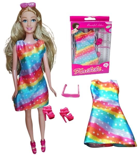 Ubranka dla Lalek SUKIENKA OKULARY BUTY suknia Ciuchy #A1 zdjęcie 1