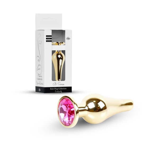 Plug-Jewellery Gold Butt Plug- Pink zdjęcie 10