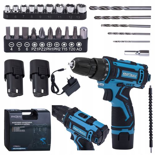 Wiertarko-Wkrętarka Akumulatorowa 18V 1,5Ah Kraft&Dele Zestaw 2x Bateria na Arena.pl