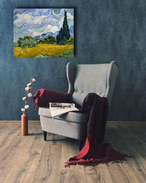 Pole pszenicy z cyprysami - Vincent van Gogh - obraz na płótnie 40x30 cm zdjęcie 2
