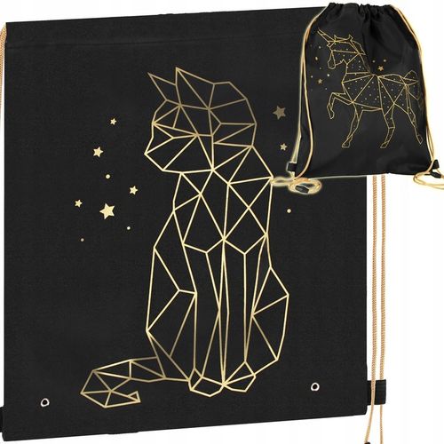 TORNISTER SZKOLNY PLECAK DLA DZIEWCZYNKI ZŁOTY KOTEK FUTERKO 5 elementów na Arena.pl