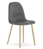 Krzesło tapicerowane PADVA szary ciemny welur nogi dąb do jadalni