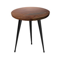Stolik drewniany ciemny z czarnym DETAH