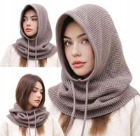 KOMINIARKA DAMSKA CZAPKA KAPTUR DZIERGANY DZIANINOWY ELEGANCKI DO PŁASZCZA