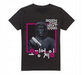 Koszulka z nadrukiem SQUID GAME FRONT MAN KOREAN LOGO - czarna Rozmiar-S