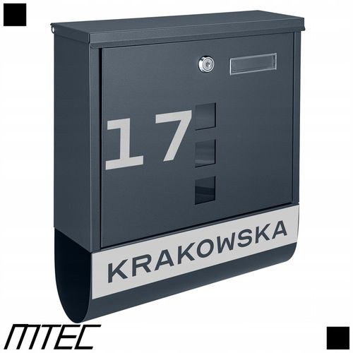 SKRZYNKA POCZTOWA NA LISTY POCZTĘ TUBA NA GAZETY ANTRACYT + NAPIS ADRES na Arena.pl