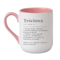 KUBEK "TEŚCIOWA" Wzór - Elegant Coffee Różowy 330 ml
