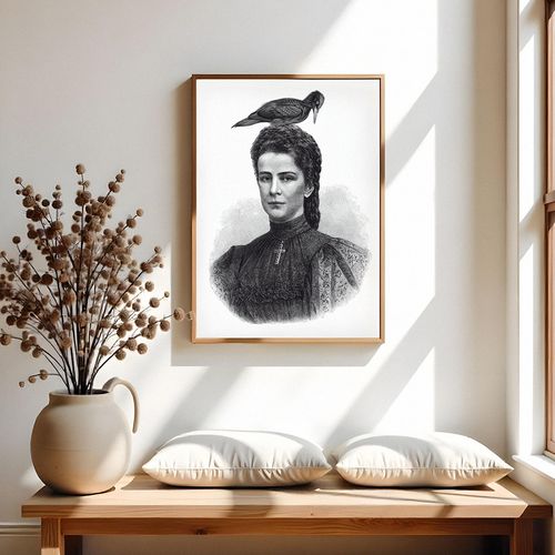 Plakat portret szkic kobieta ptak 70x100 cm na Arena.pl