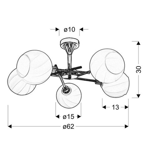 Raul zwis 5x40W E27 chrom klosz biały na Arena.pl