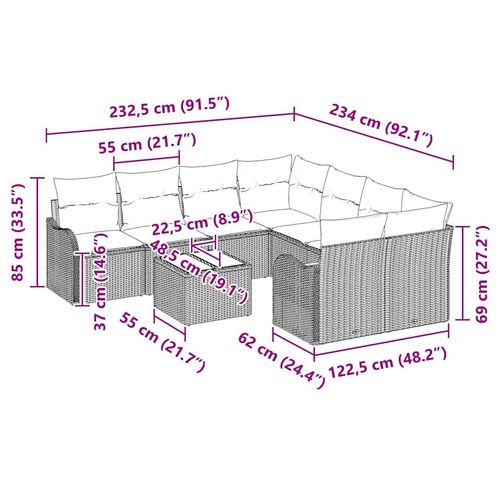 Zestaw Sof na Ogród 9 pcs Czarny i kremowy 55 x 55 x 37 cm na Arena.pl
