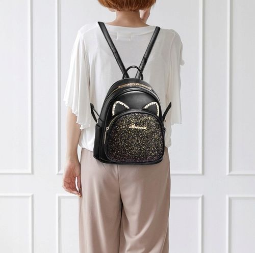 Plecak miejski błyszczący ozdobne kocie uszy dużo kieszeni pojemny na Arena.pl