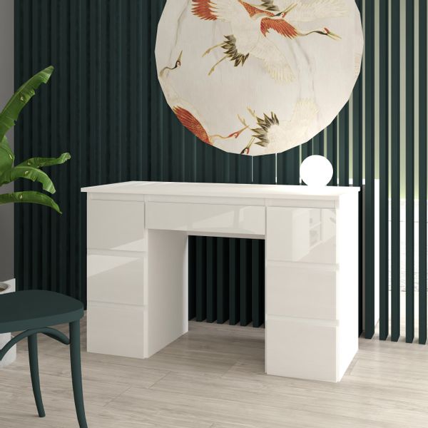 biurko MEGAN B3 BIAŁE FRONTY POŁYSK szkolne dla dziecka