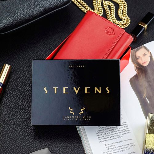 Duży Pojemny Portfel Damski Skórzany STEVENS Czerwony Z Ochroną RFID na Arena.pl