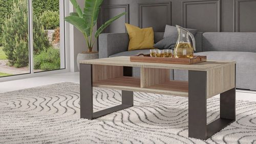 STOLIK KAWOWY ŁAWA MODERN 2P DĄB SONOMA / CZERŃ na Arena.pl