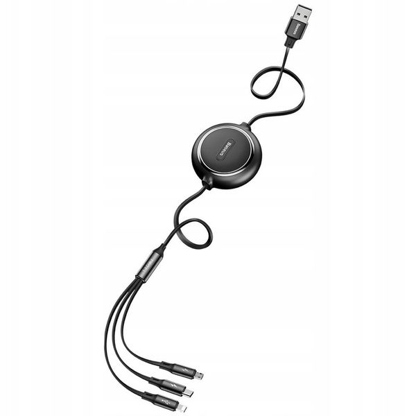 BASEUS SZYBKI KABEL ZWIJANY 3w1 USB - micro USB/Lightning/USB C 3.5A 1,2m zdjęcie 11