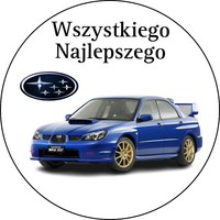 Opłatek na tort Urodziny Subaru Samochód Auto Logo 18 30 40 50 60 Tekst