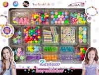 koraliki plastikowe kolorowe mix + żyłki 230 sztuk aliga