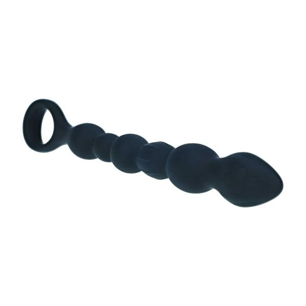 Beaded Snake Silicone Anal Probe With Loop - Black zdjęcie 4
