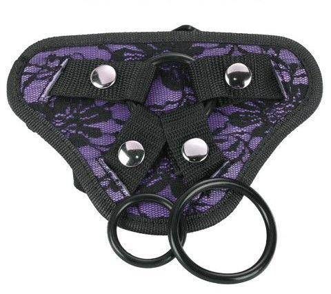 Fioletowy Pas Do Mocowania Dildo - Strap-On Lace Harness Purple zdjęcie 1