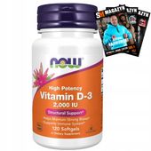 NOW FOODS WITAMINA D-3 D3 Z LANOLINY 2000IU 120KAP
