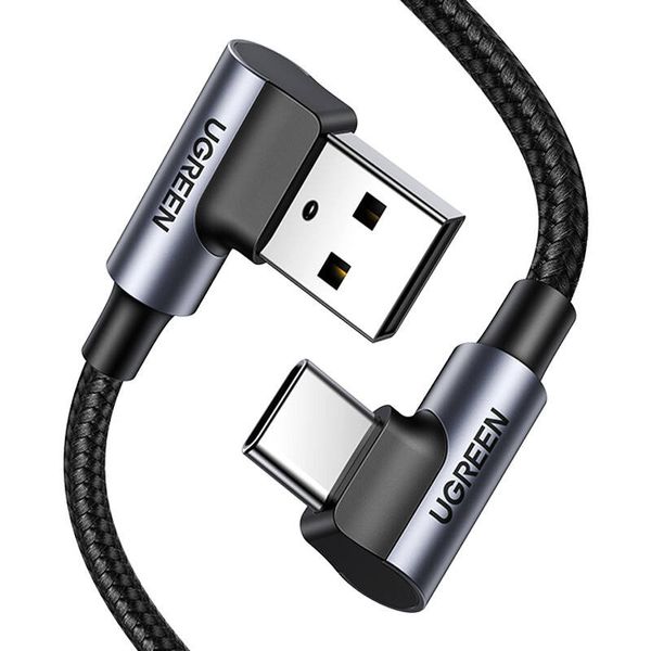 kabel usb do usb-c, kątowy ugreen us176, 3a, 2m (czarny) zdjęcie 3