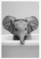 PLAKAT BEZ RAMY do Łazienki WC Toalety śmieszny słoń wanna P2523_50x70