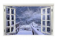 Naklejka samoprzylepna efekt 3D zimowy pejzaż HIT!