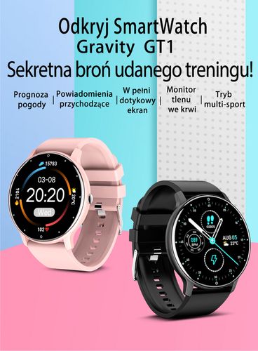 SMARTWATCH UNISEX GRAVITY GT1-2  PULSOMETR, WŁASNE TARCZE (sg015b) na Arena.pl
