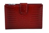 Portfel skórzany damski lakierowany na zatrzask - Czerwony