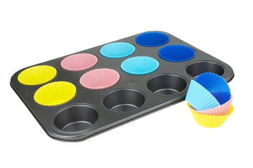 BLACHA MUFFINKI + 12 SILIKONOWYCH FOREMEK BABECZKI na Arena.pl