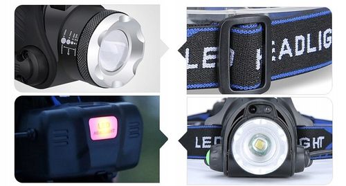 LATARKA CZOŁOWA CZOŁÓWKA LED REFLEKTOR + BATERIE 3 TRYBY ŚWIECENIA 2 x AKUM na Arena.pl