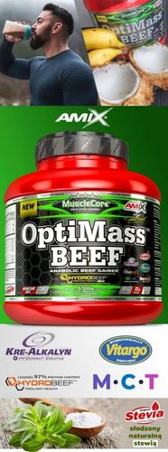 Amix OptiMass Beef 2,5kg gainer bez laktozy /cukru na Arena.pl