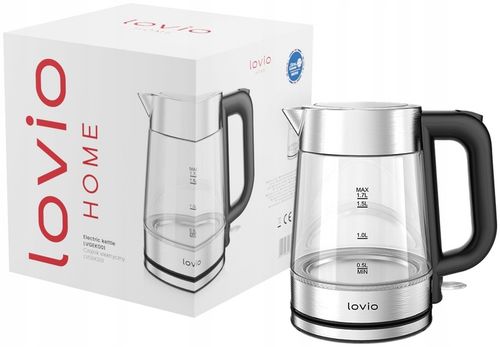Czajnik elektryczny bezprzewodowy szklany STALOWY LED INOX 1,7l 2200W Lovio na Arena.pl