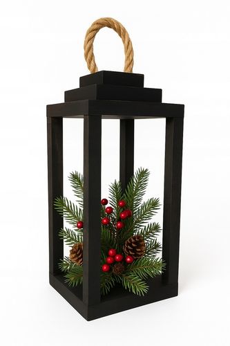 Lampion na Cmentarz Drewniany Latarenka Stroik Grób czarny z uchwytem 30 cm na Arena.pl