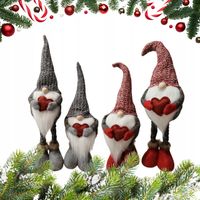 Czerwony Skrzat świąteczny regulowany teleskopowe nogi 57 cm gnom krasnal