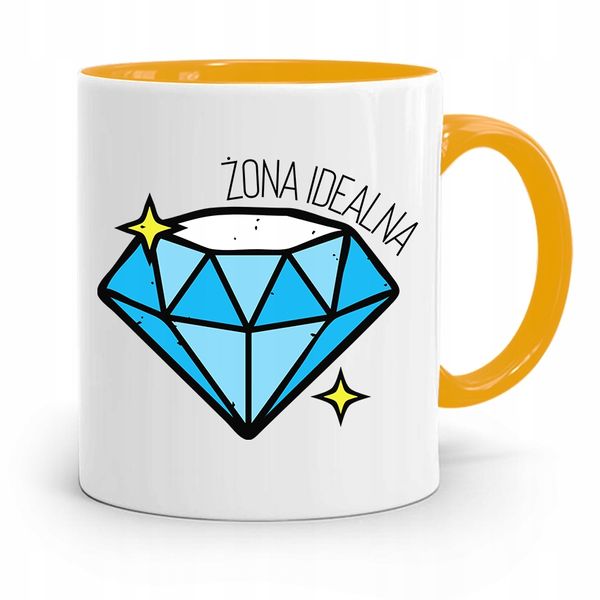 Kubek Żółty Dla Dziewczyny Panny Żona Idealna Z Nadrukiem Ze Zdjęciem zdjęcie 1