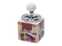 Popielniczka Zamykana Kwadratowa Ceramiczna z Nadrukiem Banknotu 200 Euro