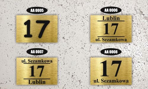 NUMER NA DOM TABLICZKA ADRESOWA Z NUMEREM DOMU 32x21 cm Złota + DYSTANSE na Arena.pl
