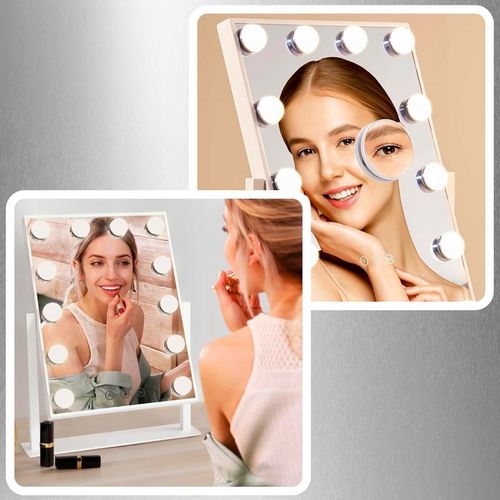 LUSTERKO KOSMETYCZNE HOLLYWOOD STOJĄCE LUSTRO DO MAKIJAŻU LED 12 na Arena.pl