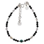 Bransoletka mix - Turmalin, cytryn, kwarc różowy i srebro