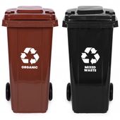ZESTAW KOSZY NA ŚMIECI 2X120L HDPE CERTYFIKOWANY ISO EN-840 CZARNY