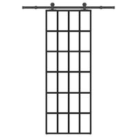 Drzwi przesuwne z osprzętem, szkło ESG i aluminium, 76x205 cm