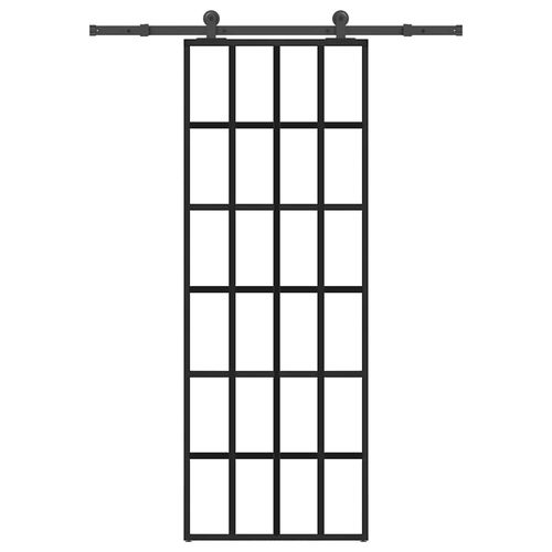 Drzwi przesuwne z osprzętem, szkło ESG i aluminium, 76x205 cm na Arena.pl