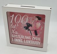 skarbonka z okienkiem 100 lat 18 x 18cm pani elegant 3301-epi100