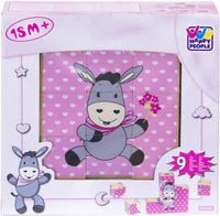 happy people wooden puzzle klocki 9pcs pink